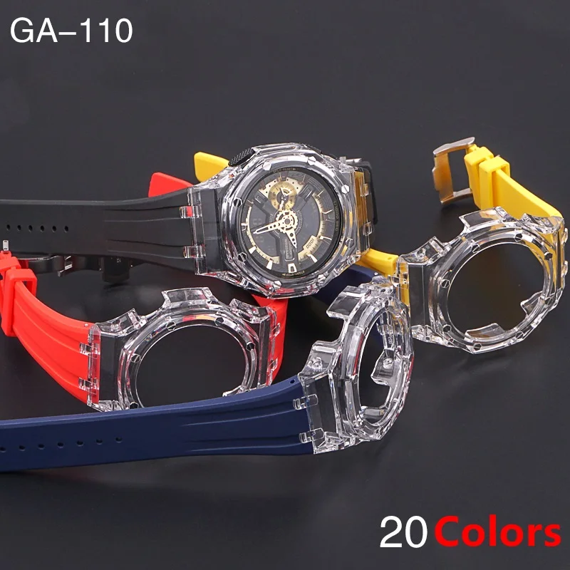 

Rubber Strap for Casio G-Shock GA-100/110/120/200 GD-110/120 GAX-100 GLS-100 Men Transparent Case Watch Band Refit Accessories