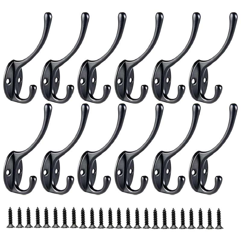 12 Pack Coat Hooks, Hooks for Hanging with 24Pcs Screws, Black Towel Hooks Wall Hooks for Hanging Coat Scarf, Bag, Towel
12 Pack Coat Hooks, Hooks for Hanging with 24Pcs Screws, Black Towel Hooks Wall Hooks for Hanging Coat Scarf, Bag, Towel