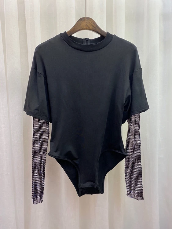 2021 new women fashion round neck sleeves rhinestone stitching decoration long-sleeved one-piece top 607
2021 new women fashion round neck sleeves rhinestone stitching decoration long-sleeved one-piece top 607