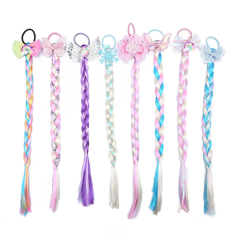 4 pcs Girls Hair rope Unicorn Wig Hair Extension Rainbow Color Bow Hair Clips Party Favors Birthday Gift for Kid's baby tiaras
4 pcs Girls Hair rope Unicorn Wig Hair Extension Rainbow Color Bow Hair Clips Party Favors Birthday Gift for Kid's baby tiaras
