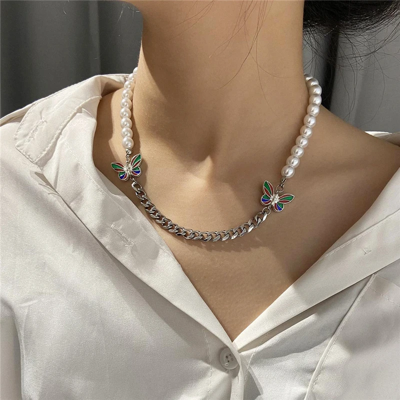 Luokey New Trendy Metal Pearl Chain Necklace Colorful Butterfly Choker Collar Necklace For Women Girls Party Hiphop Jewelry 2020
Luokey New Trendy Metal Pearl Chain Necklace Colorful Butterfly Choker Collar Necklace For Women Girls Party Hiphop Jewelry 2020