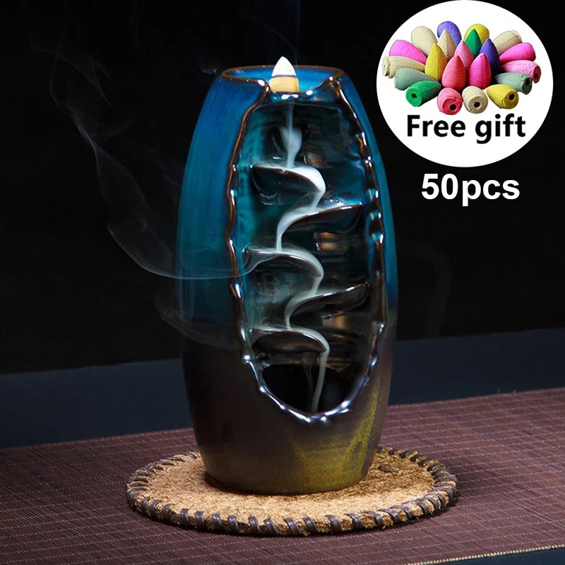 Backflow Incense Burner Ceramic Waterfall Mountain River Smoke Censer with 50pcs Incense Cones Home Decoration Christmas Gifts
Backflow Incense Burner Ceramic Waterfall Mountain River Smoke Censer with 50pcs Incense Cones Home Decoration Christmas Gifts
