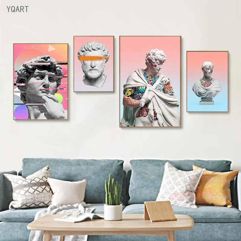 

Funny Artwork David Sculpture Canvas Posters Print Graffiti Art Canvas Paintings On the Wall Modern Portrait Pictures Home Decor