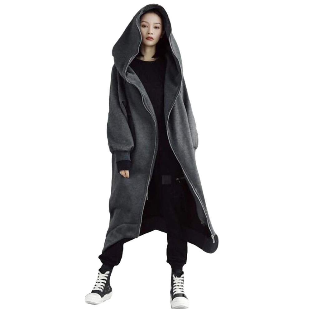 M-5XL Ladies Autumn and Winter Solid Color Personality Street Zipper Hooded Long Plus Velvet Sweater Coat
M-5XL Ladies Autumn and Winter Solid Color Personality Street Zipper Hooded Long Plus Velvet Sweater Coat