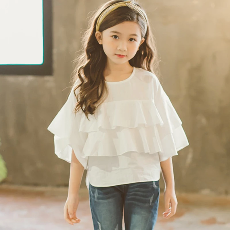 2021 New Flare Sleeve Girls Blouse Summer Top Loose Ruffles Children T-shirt Short Sleeve Kids Clothing 3 5 7 8 9 10 11 12 Years
2021 New Flare Sleeve Girls Blouse Summer Top Loose Ruffles Children T-shirt Short Sleeve Kids Clothing 3 5 7 8 9 10 11 12 Years