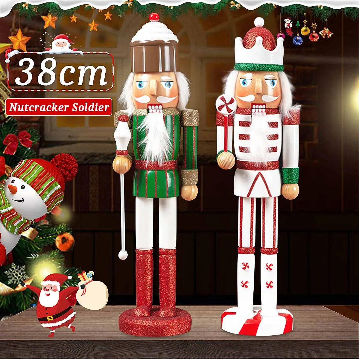 38cm Wooden Nutcracker Doll Puppet Figurines Christmas Decor Child Kids Gift Office Ornaments Home Decoration
38cm Wooden Nutcracker Doll Puppet Figurines Christmas Decor Child Kids Gift Office Ornaments Home Decoration