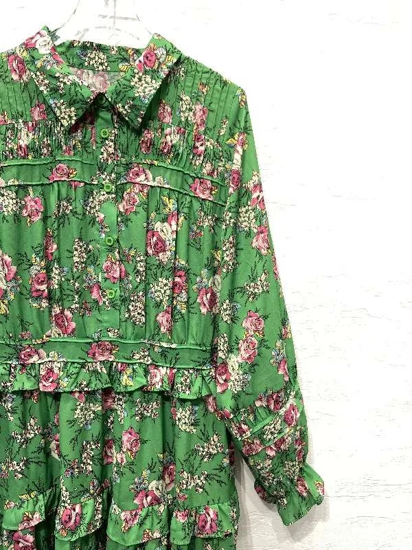 Latest Designer Long Dress 2020 Autumn Party Fashion Women Turn-down Collar Charming Floral Print Casual Green Maxi Dress Female
Latest Designer Long Dress 2020 Autumn Party Fashion Women Turn-down Collar Charming Floral Print Casual Green Maxi Dress Female
