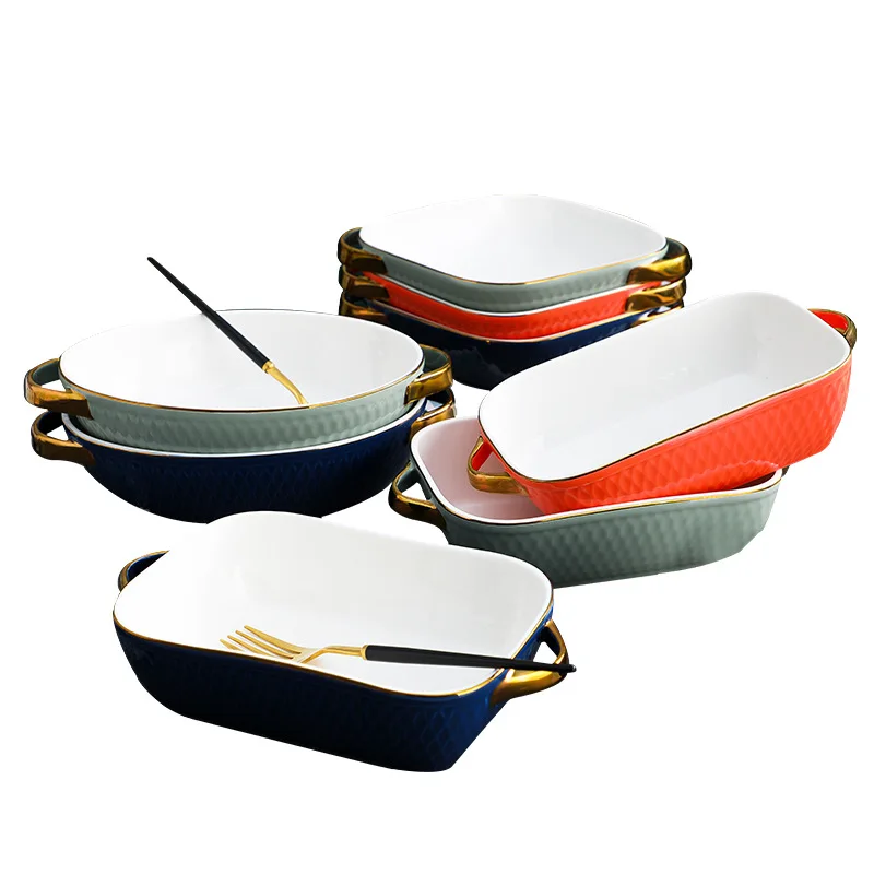 Nordic Creative Ceramic Baking Pan Phnom Penh Double Handgrip Baking Tray Tableware Anti-scald Microwave Applicable Drop Ship
Nordic Creative Ceramic Baking Pan Phnom Penh Double Handgrip Baking Tray Tableware Anti-scald Microwave Applicable Drop Ship