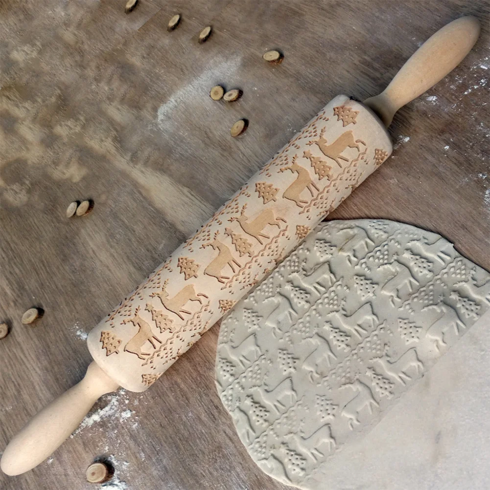 35*4.1cm Christmas Rolling Pins Rock Snowflake Elk Wooden Rolling Embossing Baking Cookies Biscuit Fondant Cake Patterned Roller
35*4.1cm Christmas Rolling Pins Rock Snowflake Elk Wooden Rolling Embossing Baking Cookies Biscuit Fondant Cake Patterned Roller