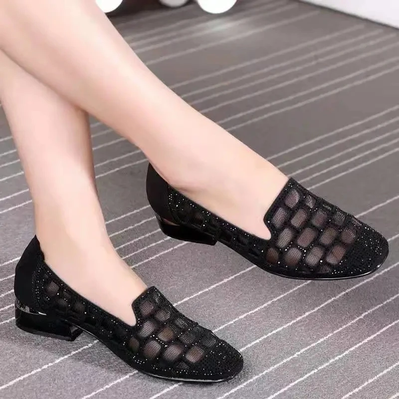 Glitter Rhinestone Sheer Mesh Blocked Low Heel Shoes Women Summer Slip-on Loafers Woman Flats Ladies Hollow Out Shallow Shoes
Glitter Rhinestone Sheer Mesh Blocked Low Heel Shoes Women Summer Slip-on Loafers Woman Flats Ladies Hollow Out Shallow Shoes