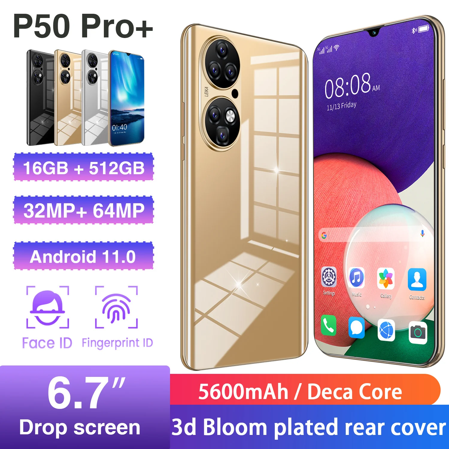 Global Version Huavei 6.7 Inch P50 Pro 16G 512G Deca Core 5600mAh 32MP 64MP Camera Face ID Smartphone Android 11 Snapdragon 888
Global Version Huavei 6.7 Inch P50 Pro 16G 512G Deca Core 5600mAh 32MP 64MP Camera Face ID Smartphone Android 11 Snapdragon 888