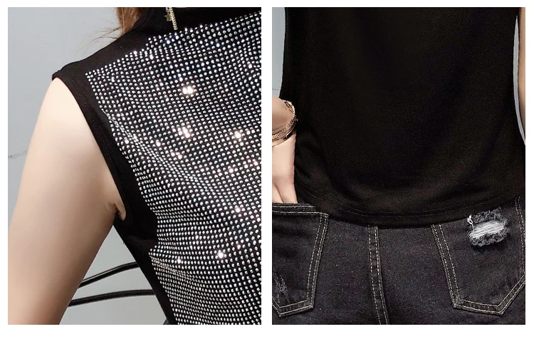 2020 New Summer Casual Loose Korean Clothes Diamonds T-shirt Women Cotton Fashion Sleeveless Tops Ropa Mujer Shirt Tees T02423
2020 New Summer Casual Loose Korean Clothes Diamonds T-shirt Women Cotton Fashion Sleeveless Tops Ropa Mujer Shirt Tees T02423