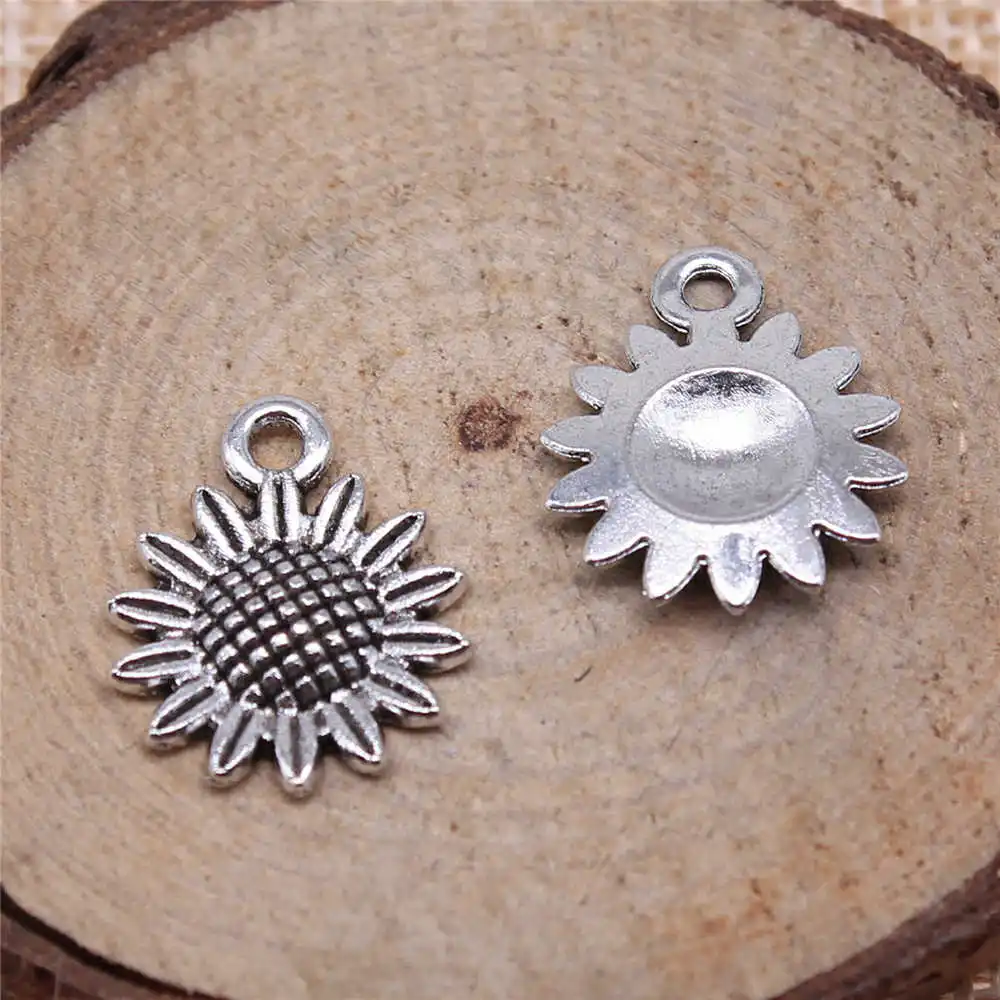 Handmade Pendants For Jewelry Accessories 40pcs Sunflower Charms 19x15mm Antique Silver Plated 
Handmade Pendants For Jewelry Accessories 40pcs Sunflower Charms 19x15mm Antique Silver Plated
