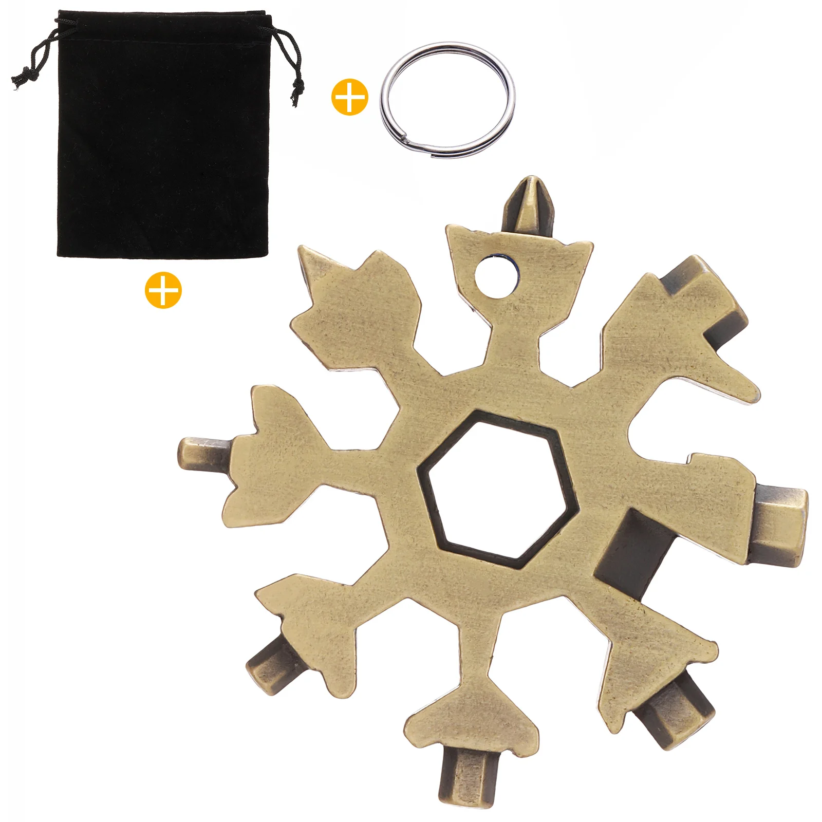 18 in 1 Snowflake Multi-Tool Bicycle Car Keyring Keychain Spanner Hex Wrench Multifunction Hand Tools With Bag Packaging Bronze
18 in 1 Snowflake Multi-Tool Bicycle Car Keyring Keychain Spanner Hex Wrench Multifunction Hand Tools With Bag Packaging Bronze