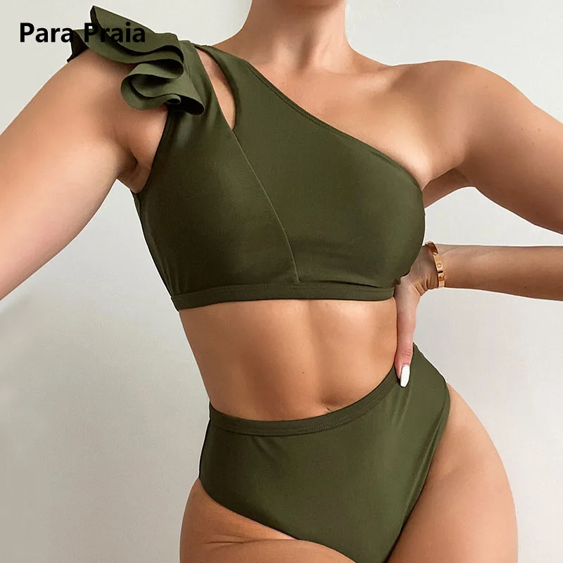 Para Praia Sexy One Shoulder High Waist Bikini Women's Swimsuit Ruffle Biquinis Female Set Push Up Swimwear 2022 Bathing Suit
Para Praia Sexy One Shoulder High Waist Bikini Women's Swimsuit Ruffle Biquinis Female Set Push Up Swimwear 2022 Bathing Suit