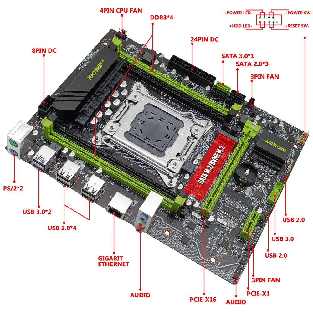MACHINIST X79 материнская плата LGA 2011 комплект с процессором Xeon E5 2689 16 Гб (4*4 Гб) DDR3 ECC RAM