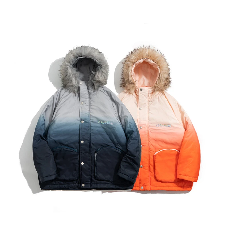 Unua amo Gradient Winter Jacket Women Warm Fur Collar Hooded Cotton-padded Parka 2021 Harajuku Style Couple Wear Bubble Coat
Unua amo Gradient Winter Jacket Women Warm Fur Collar Hooded Cotton-padded Parka 2021 Harajuku Style Couple Wear Bubble Coat