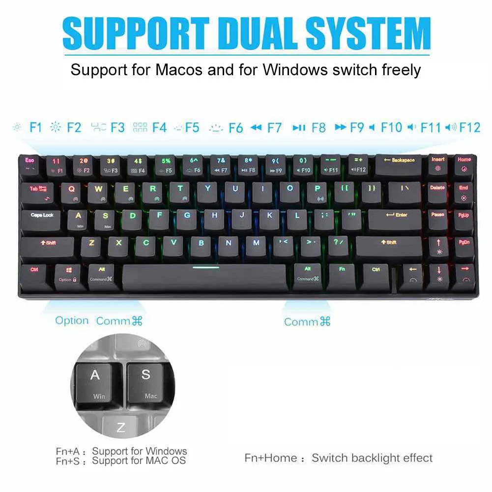 71 Keys Mechanical Gaming Keyboard Small Bluetooth 3.0 Wireless USB Ice Blue LED Backlit Blue Brown Red Switch for PC Mac TKL k
71 Keys Mechanical Gaming Keyboard Small Bluetooth 3.0 Wireless USB Ice Blue LED Backlit Blue Brown Red Switch for PC Mac TKL k
