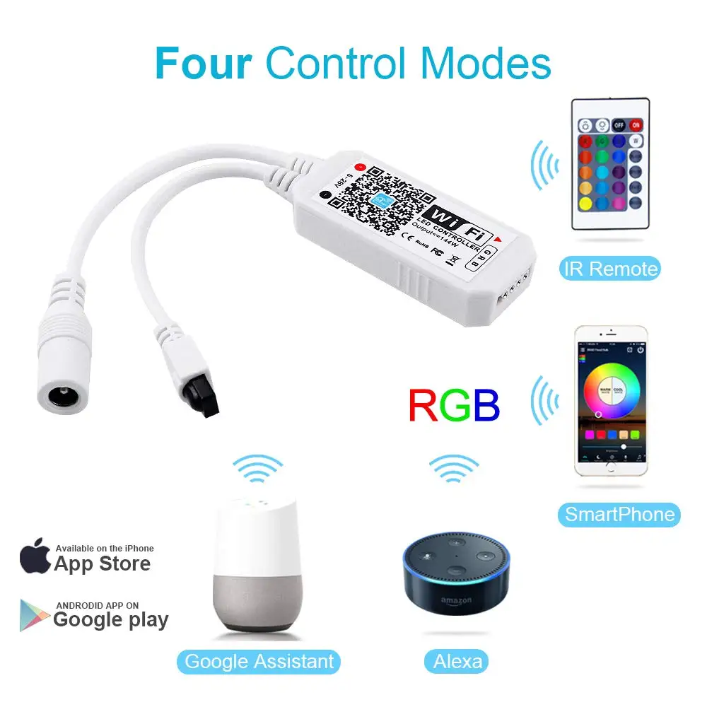 Mini WiFi LED Controller DC 5V 12V 24V For RGB / RGBW 24keys WiFi Controller LED Strip SMD 3528 5050 2835 Control Music And Home
Mini WiFi LED Controller DC 5V 12V 24V For RGB / RGBW 24keys WiFi Controller LED Strip SMD 3528 5050 2835 Control Music And Home