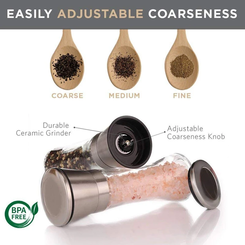 Stainless Steel Black Pepper Grinder Manual Glass Sesame Salt Mill Bottle Seasoning Jar Restaurant Kitchen Supplies Accessories 
Stainless Steel Black Pepper Grinder Manual Glass Sesame Salt Mill Bottle Seasoning Jar Restaurant Kitchen Supplies Accessories