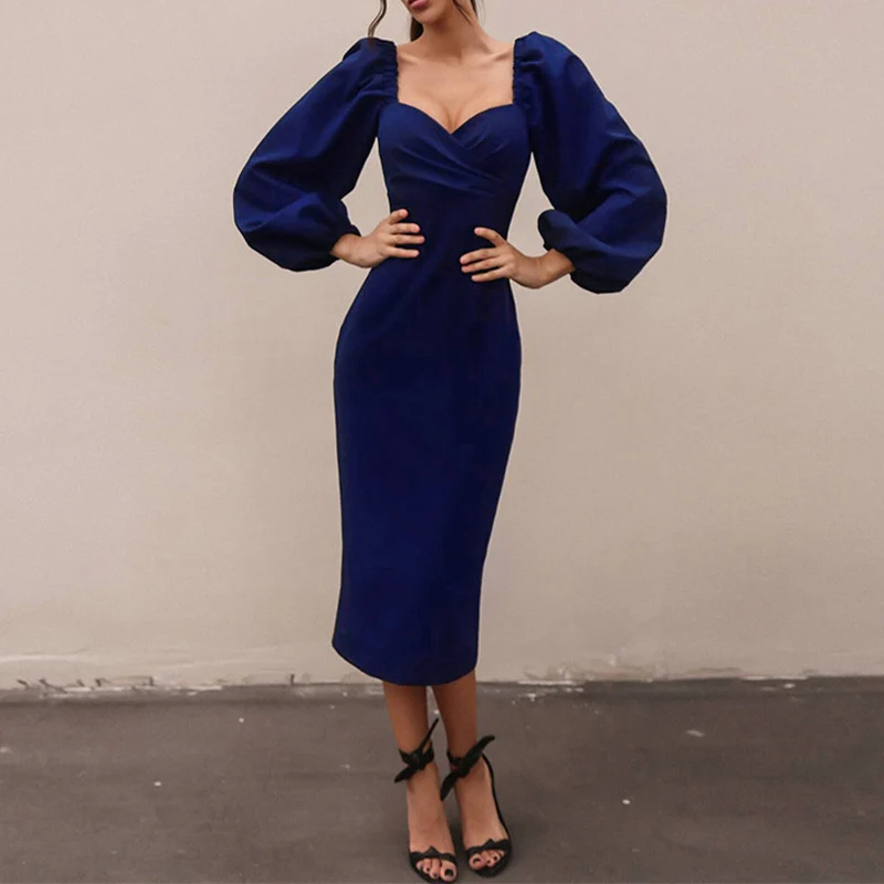 Solid Low Collar High Waist Women's Midi Dress Sexy Puff Sleeve Elegant Long Sleeve Dresses For New Year 2021 Christmas Party
Solid Low Collar High Waist Women's Midi Dress Sexy Puff Sleeve Elegant Long Sleeve Dresses For New Year 2021 Christmas Party
