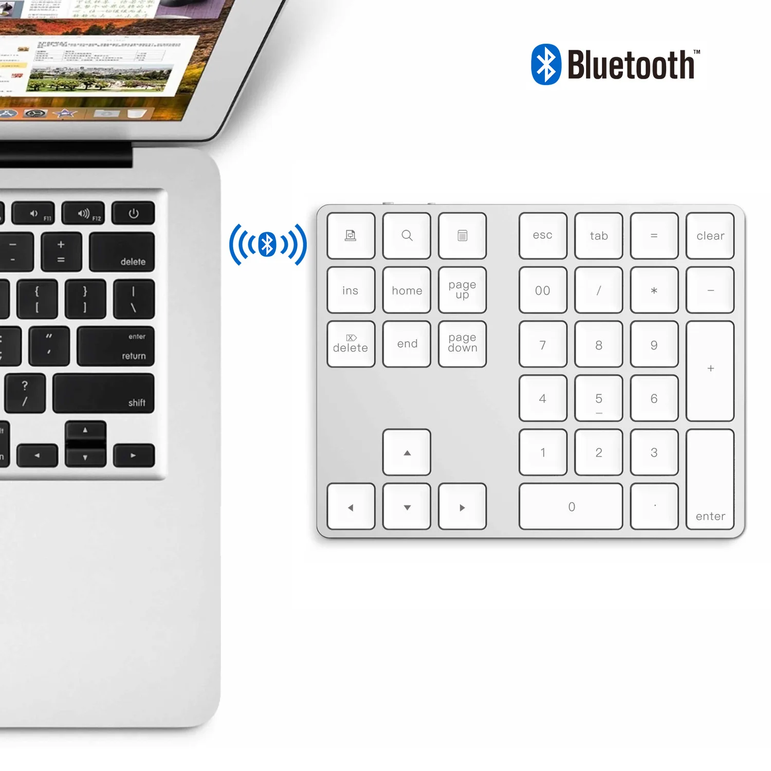 Клиновидная Беспроводная мини-клавиатура из алюминиевого сплава 34 клавиши Bluetooth