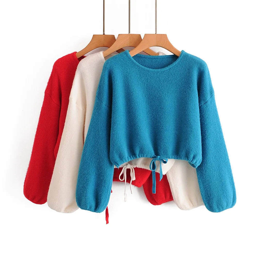 2021 Fall Women's New Round Neck Lantern Long Sleeve Drawstring Short Knitted High Waist Wild Loose Lace Pullover Sweater
2021 Fall Women's New Round Neck Lantern Long Sleeve Drawstring Short Knitted High Waist Wild Loose Lace Pullover Sweater