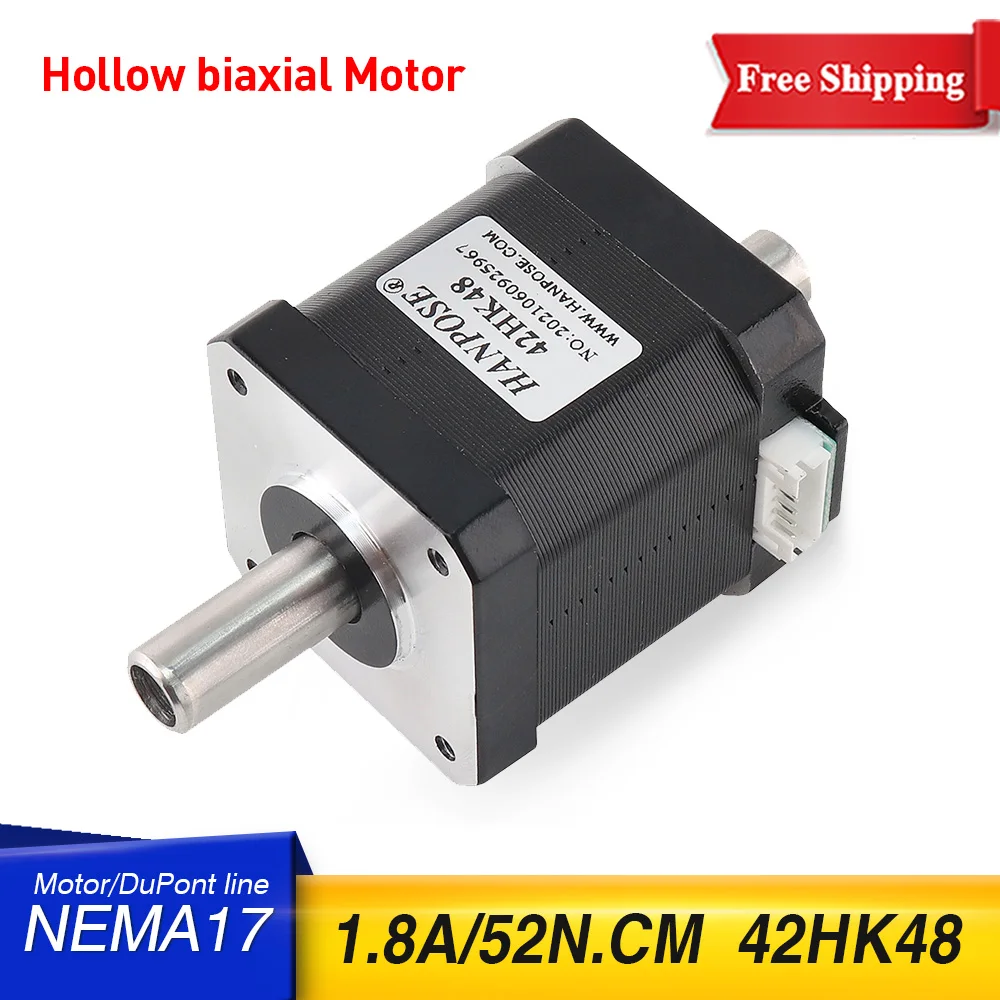 Free shipping 42 Hollow biaxial motor Nema17 Stepper Motor 42 double shaft motor 1.8A 52N.CM 42HK48 4-lead for CNC 3D printer
Free shipping 42 Hollow biaxial motor Nema17 Stepper Motor 42 double shaft motor 1.8A 52N.CM 42HK48 4-lead for CNC 3D printer
