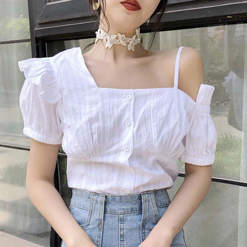 Short sleeves Summer New White Sling Top with Cotton Korean Fashion Clothing Young girl Vintage Blouse Women Female Shirts 304i
Short sleeves Summer New White Sling Top with Cotton Korean Fashion Clothing Young girl Vintage Blouse Women Female Shirts 304i
