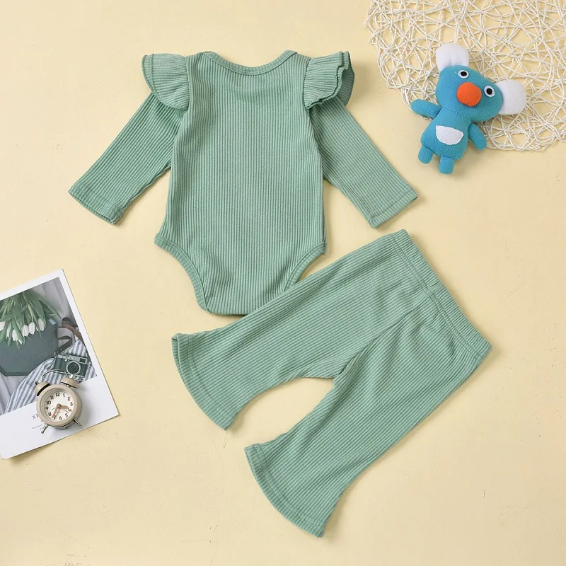 Autumn Baby Girl Boy Long Flare Sleeve Solid Romper Tops+Long Pants 2PCS Suit Outfits Clothes Infant Kids Clothing 
Autumn Baby Girl Boy Long Flare Sleeve Solid Romper Tops+Long Pants 2PCS Suit Outfits Clothes Infant Kids Clothing