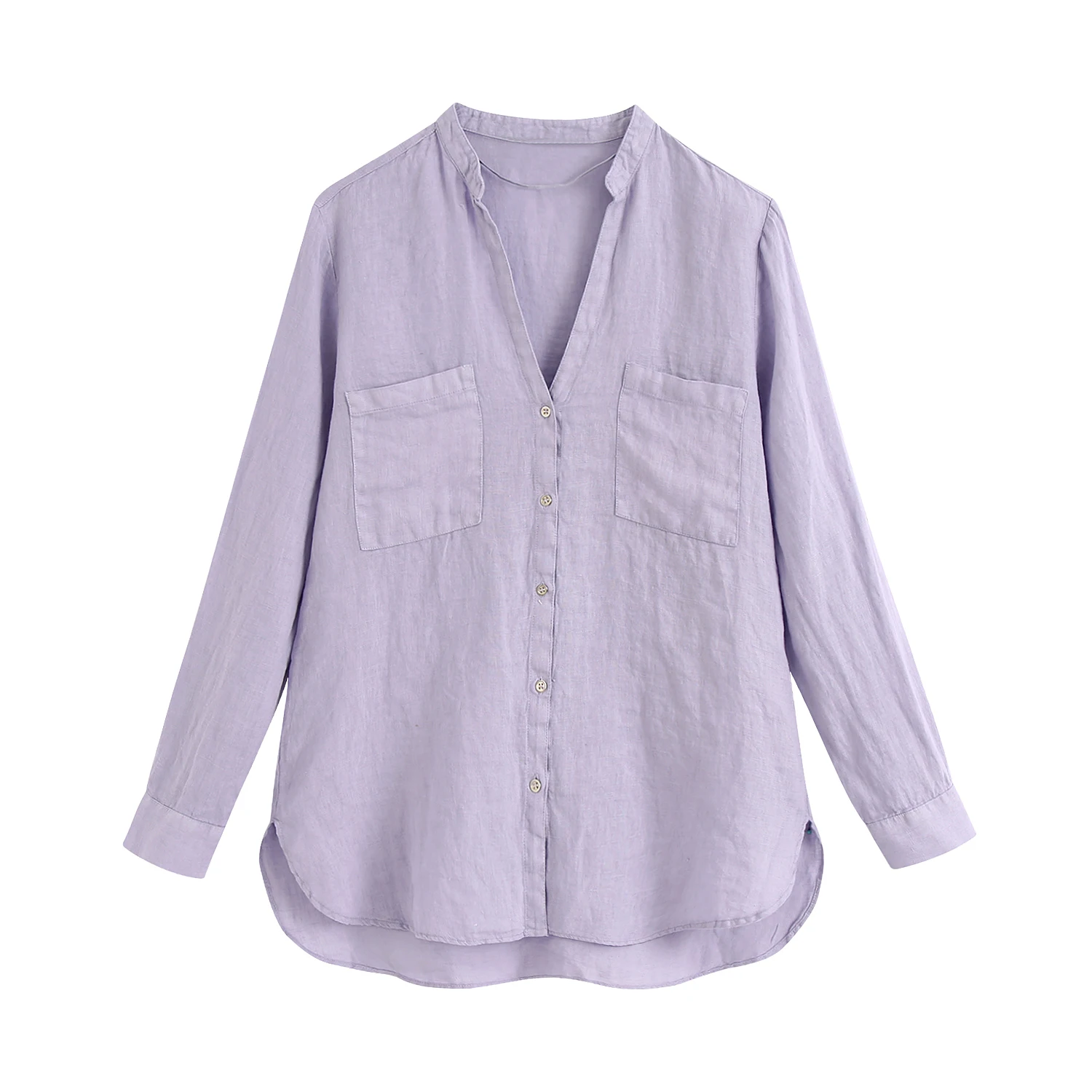KRSB 2021 Summer Women's Violet v-Neck Single-Row Linen Shirt Long-Sleeved Loose Pocket Design Top Elegant Casual Style
KRSB 2021 Summer Women's Violet v-Neck Single-Row Linen Shirt Long-Sleeved Loose Pocket Design Top Elegant Casual Style
