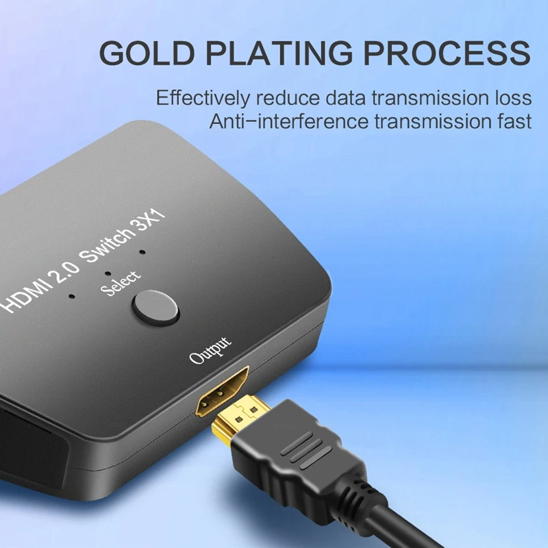 HD HDMI Switch 3X1 Port 4K HDMI 2.0 Switch Switcher with USB Cable for Computer Tablet PS3/4 TV Box DVD/IPTV
HD HDMI Switch 3X1 Port 4K HDMI 2.0 Switch Switcher with USB Cable for Computer Tablet PS3/4 TV Box DVD/IPTV