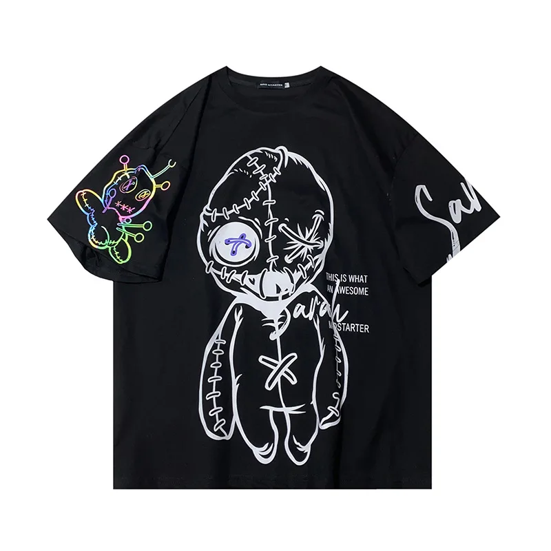 Summer Hipster Hip Hop Hand Painted Cartoon Print T-shirts Short Sleeve Men and Women Loose Oversized Casual Tees Fashion Tops
Summer Hipster Hip Hop Hand Painted Cartoon Print T-shirts Short Sleeve Men and Women Loose Oversized Casual Tees Fashion Tops