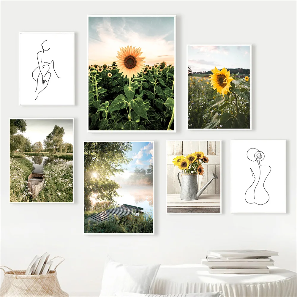 Nordic Sunflower Plant Wall Art Poster Mountain Lake Boat Prints Abstract Women Figure Line Drawing Canvas Painting Home Decor
Nordic Sunflower Plant Wall Art Poster Mountain Lake Boat Prints Abstract Women Figure Line Drawing Canvas Painting Home Decor