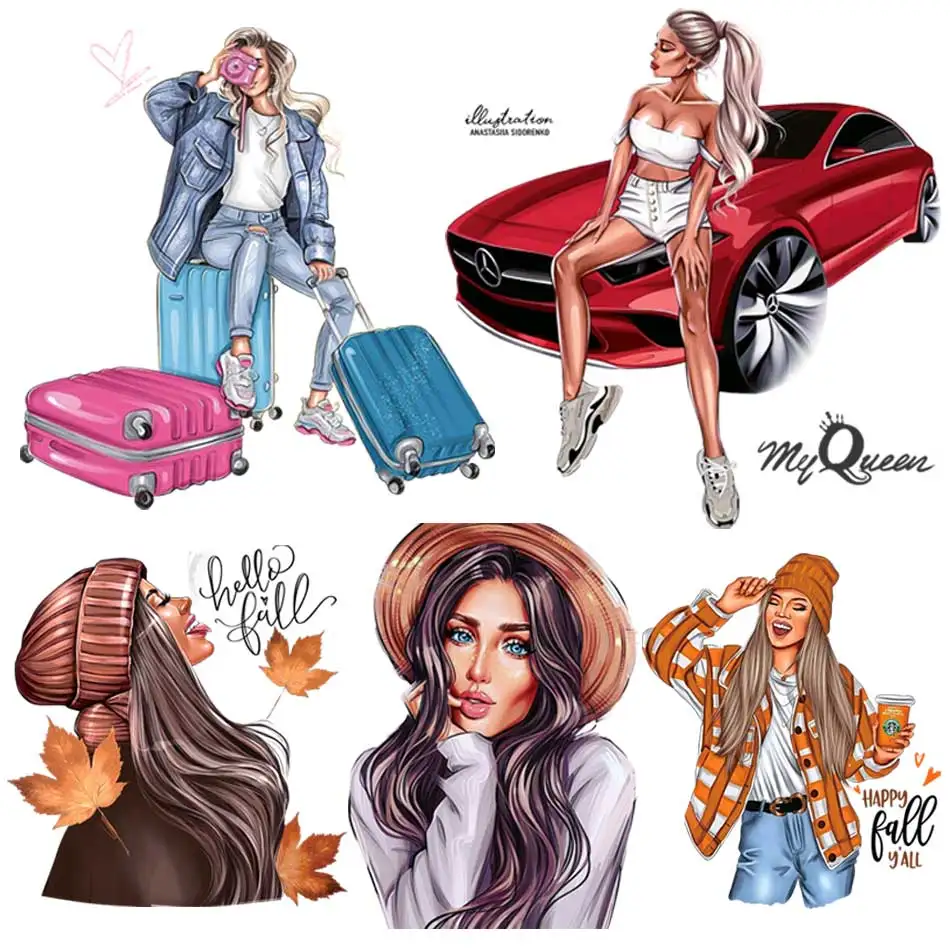 Romantic Girl Iron-On Transfer For Clothing DIY Washable T-Shirts Thermo Adhesive Patches Fashion Lady Hoodie Stickers Appliqued
Romantic Girl Iron-On Transfer For Clothing DIY Washable T-Shirts Thermo Adhesive Patches Fashion Lady Hoodie Stickers Appliqued