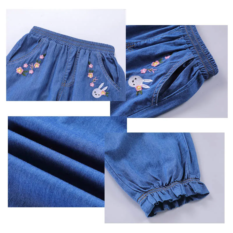 Summer Kids Girl Dark Blue Denim Jogger Pants Children Elastic Casual Long Trousers Girls Clothes with Flower Rabbit Embroidery
Summer Kids Girl Dark Blue Denim Jogger Pants Children Elastic Casual Long Trousers Girls Clothes with Flower Rabbit Embroidery
