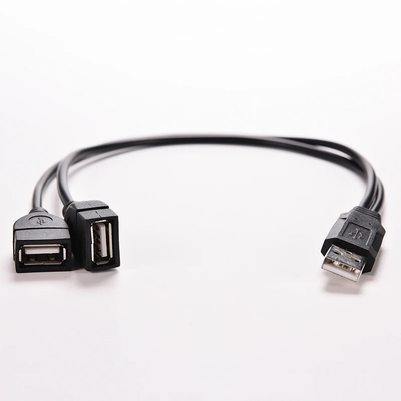 

Черный Удлинительный Кабель USB 2,0 A, 1 гнездо на 2 двойных USB-порта, адаптер питания, Y-образный разветвитель, кабель питания для зарядки через USB...