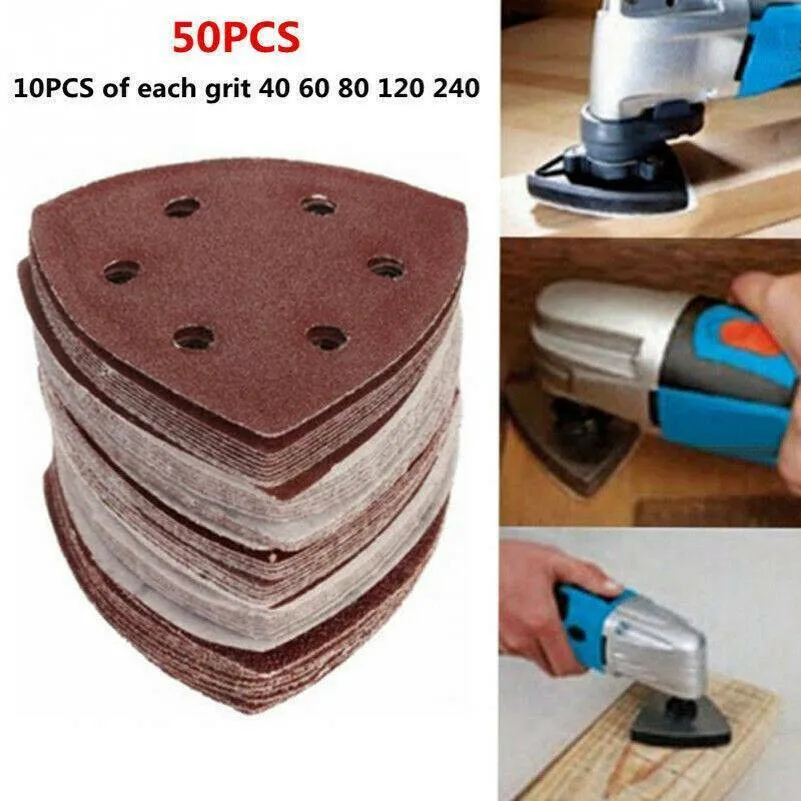 50 Pcs Triangle Sandpaper Sanding Pads Polishing Assorted 40/60/80/120/240 Grit Multi Tool Oscillating Loop Sanding Disc
50 Pcs Triangle Sandpaper Sanding Pads Polishing Assorted 40/60/80/120/240 Grit Multi Tool Oscillating Loop Sanding Disc