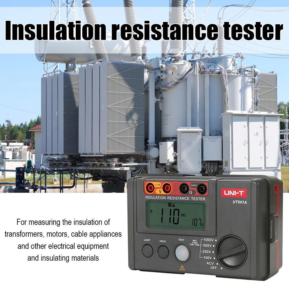 Resistance Meter UNI-T UT501A 1000V Insulation Resistance Tester Meter Megger Auto Range Ohm Tester Megohmmeter Voltmeter Tester
Resistance Meter UNI-T UT501A 1000V Insulation Resistance Tester Meter Megger Auto Range Ohm Tester Megohmmeter Voltmeter Tester