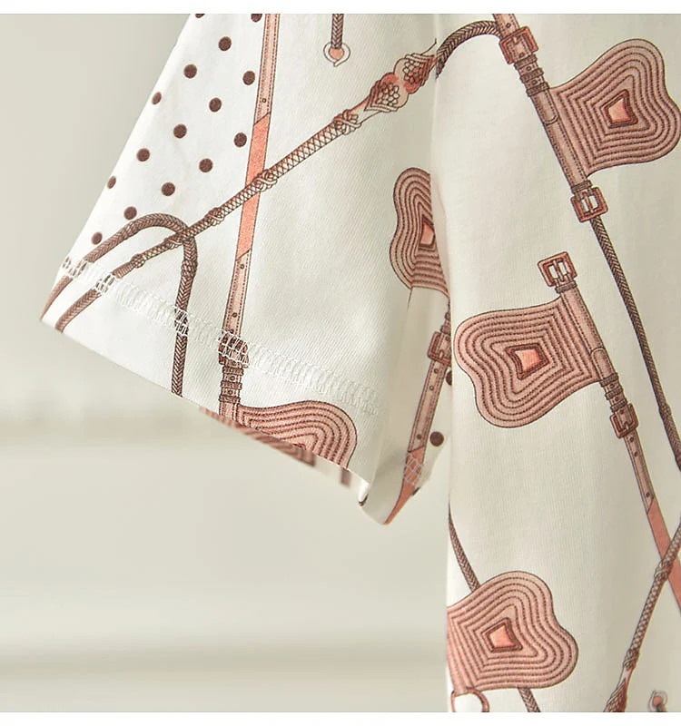 Cotton Retro Geometric Polka Dot Printed Slim Women Round Neck T-shirt Temperament Short Sleeve Top
Cotton Retro Geometric Polka Dot Printed Slim Women Round Neck T-shirt Temperament Short Sleeve Top