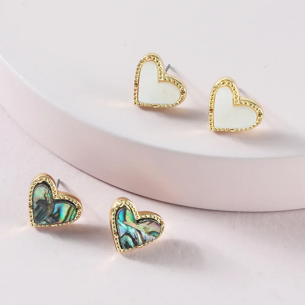 HUIDANG Fashion Jewelry Natural Blue White Shell Heart Shape Mini Stud Earrings for Women
HUIDANG Fashion Jewelry Natural Blue White Shell Heart Shape Mini Stud Earrings for Women