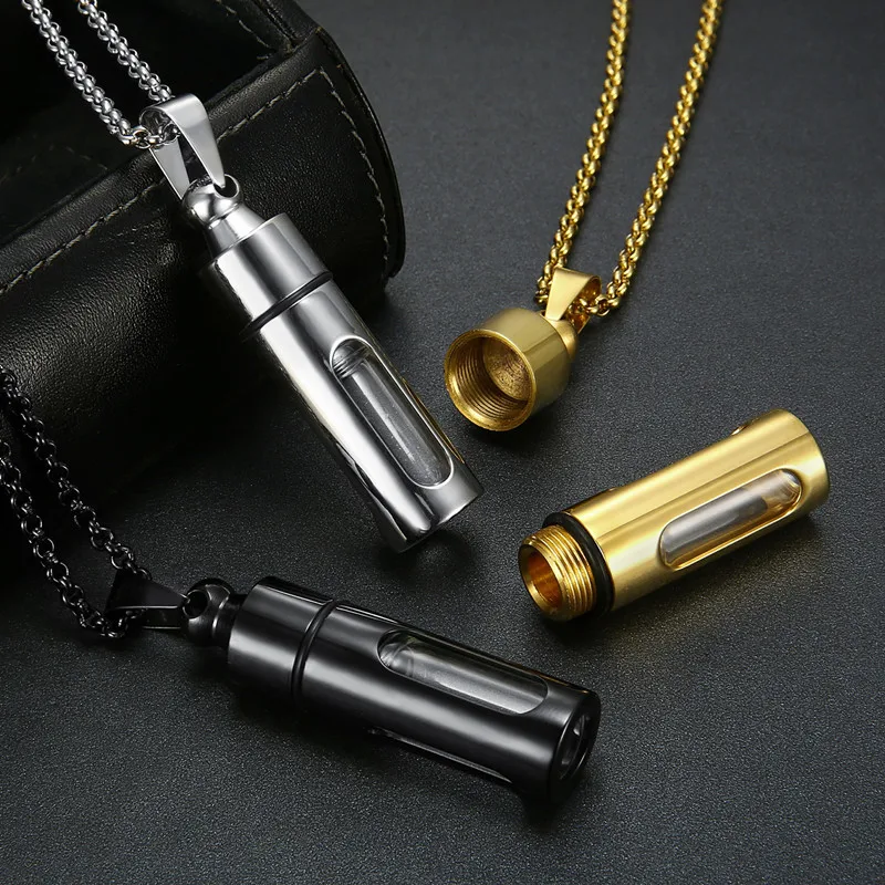 New Men Glass Cylinder Aromatherapy Essential Oil Perfume Pendant Necklace Cremation Stainless Steel Male Choker Jewelry
New Men Glass Cylinder Aromatherapy Essential Oil Perfume Pendant Necklace Cremation Stainless Steel Male Choker Jewelry