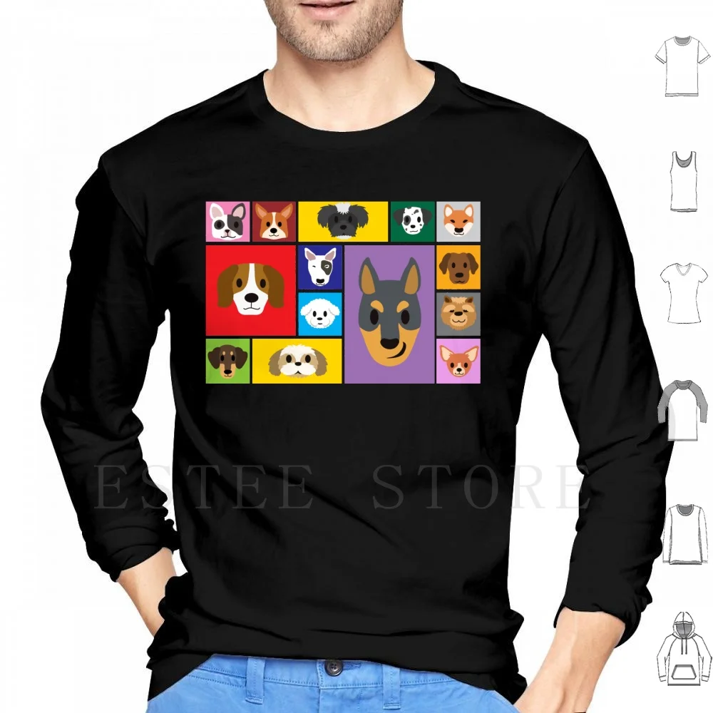 

Doggo Faces Hoodie Long Sleeve Dogs Pets Puppy Puppies Animal Cute Colors Colorful Rainbow Vector Face Furs Paws Viral Meme