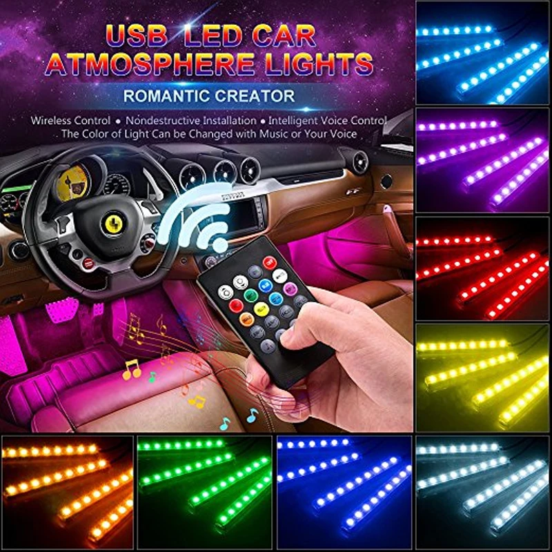 Car RGB LED Strip Light Music Control LED Strip lights 8 Colors Car Styling Atmosphere Lamps Car Interior Lighting
Car RGB LED Strip Light Music Control LED Strip lights 8 Colors Car Styling Atmosphere Lamps Car Interior Lighting