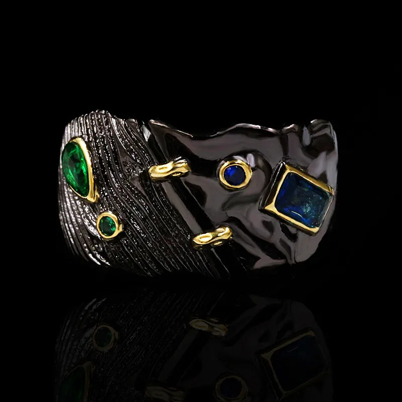 Charm Female Blue Green Crystal Ring Classic 14KT Black Gold Wedding Ring Luxury Big Engagement Rings For Women
Charm Female Blue Green Crystal Ring Classic 14KT Black Gold Wedding Ring Luxury Big Engagement Rings For Women