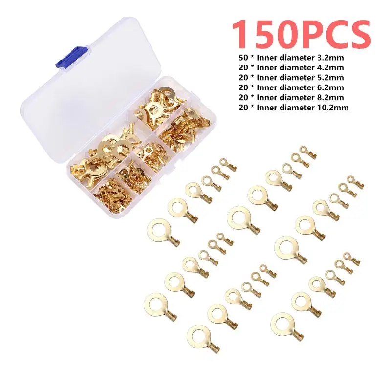 150pcs Cable Wire Connectors Ring Type Gold Terminals Insulated Seal Golden Brass Crimp Terminals Connectors 3.2mm-10.2mm
150pcs Cable Wire Connectors Ring Type Gold Terminals Insulated Seal Golden Brass Crimp Terminals Connectors 3.2mm-10.2mm