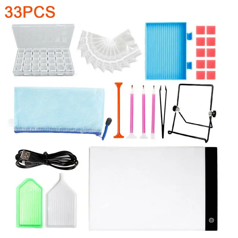 33pcs DIY Diamond Painting Cross Stitch Tools and Accessories Kits with Copy Board Pen Clay Tray Plastics Box for Adults or Kids
33pcs DIY Diamond Painting Cross Stitch Tools and Accessories Kits with Copy Board Pen Clay Tray Plastics Box for Adults or Kids