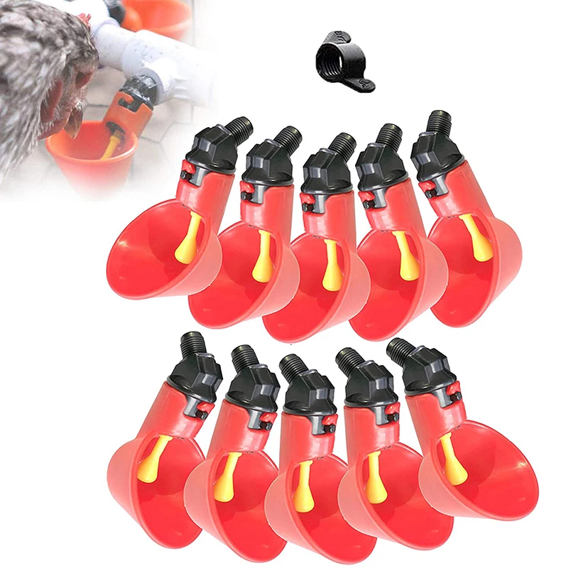 

50/100PCS Poultry Chicken Drinkers Quail Pigeon Hanging Water Cups Nipple Drinking Bowls Feeder Bird Coop Drinker for Backyard
