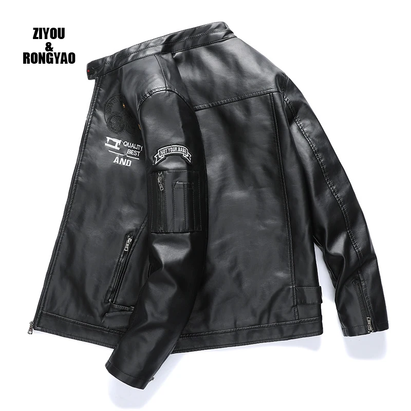 Classic Leather Jacket Cross-border Men's clothing New style windbreak jacket stand collar Baseball collar cotton jacket
Classic Leather Jacket Cross-border Men's clothing New style windbreak jacket stand collar Baseball collar cotton jacket