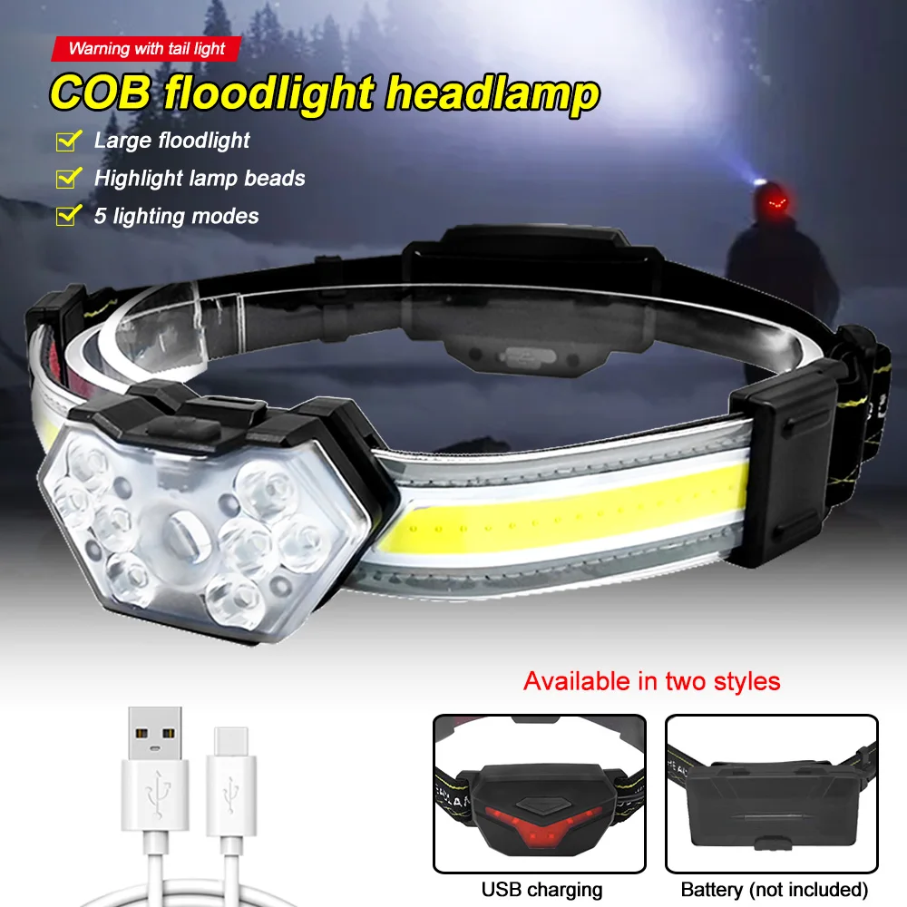 Portable Headlamp Outdoor 5 Modes COB Floodlight Type-C Charging Headlight with Safety Warning Taillight
Portable Headlamp Outdoor 5 Modes COB Floodlight Type-C Charging Headlight with Safety Warning Taillight